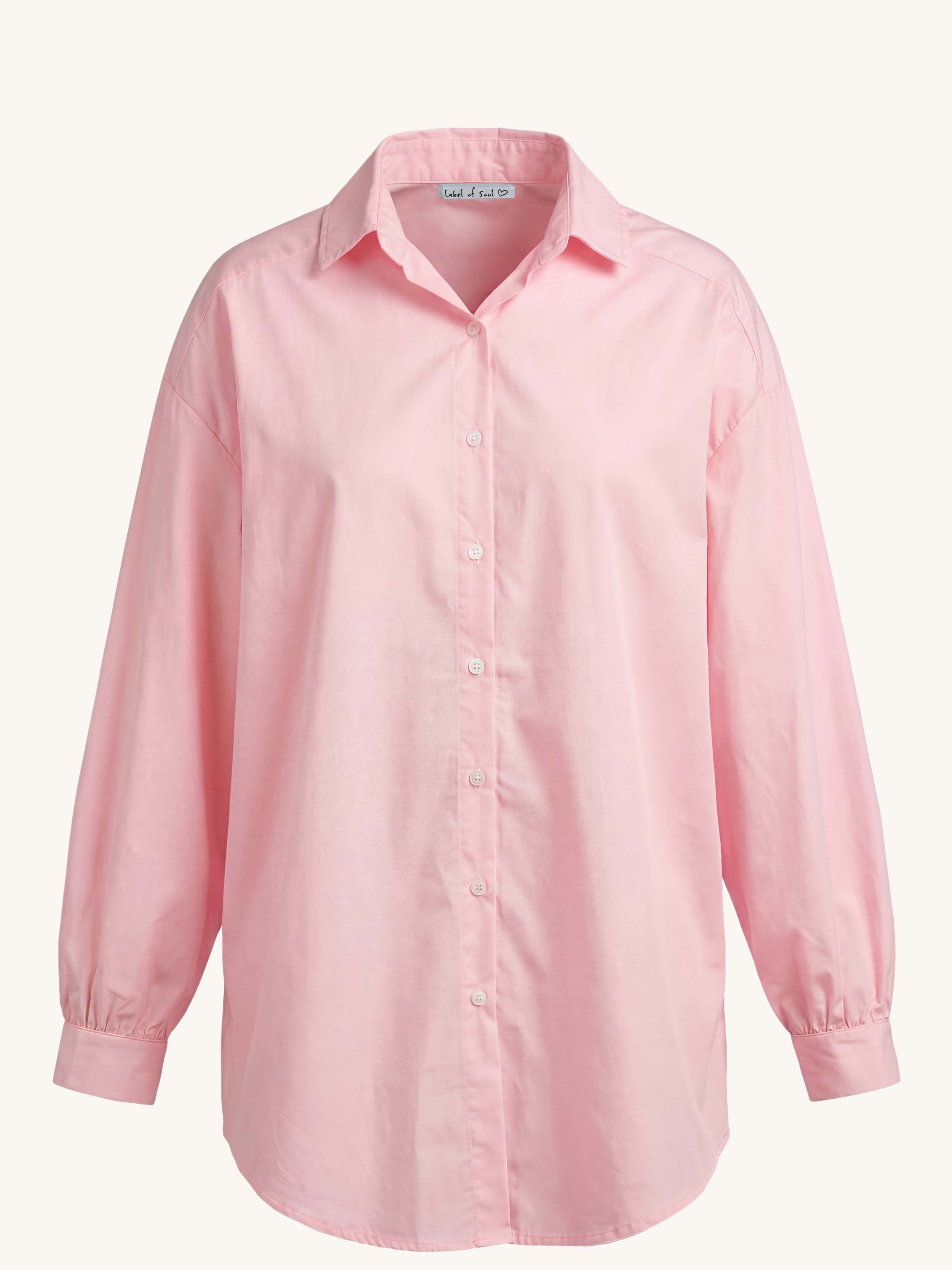 Cotton Long Oversize Hemdbluse - Rosa