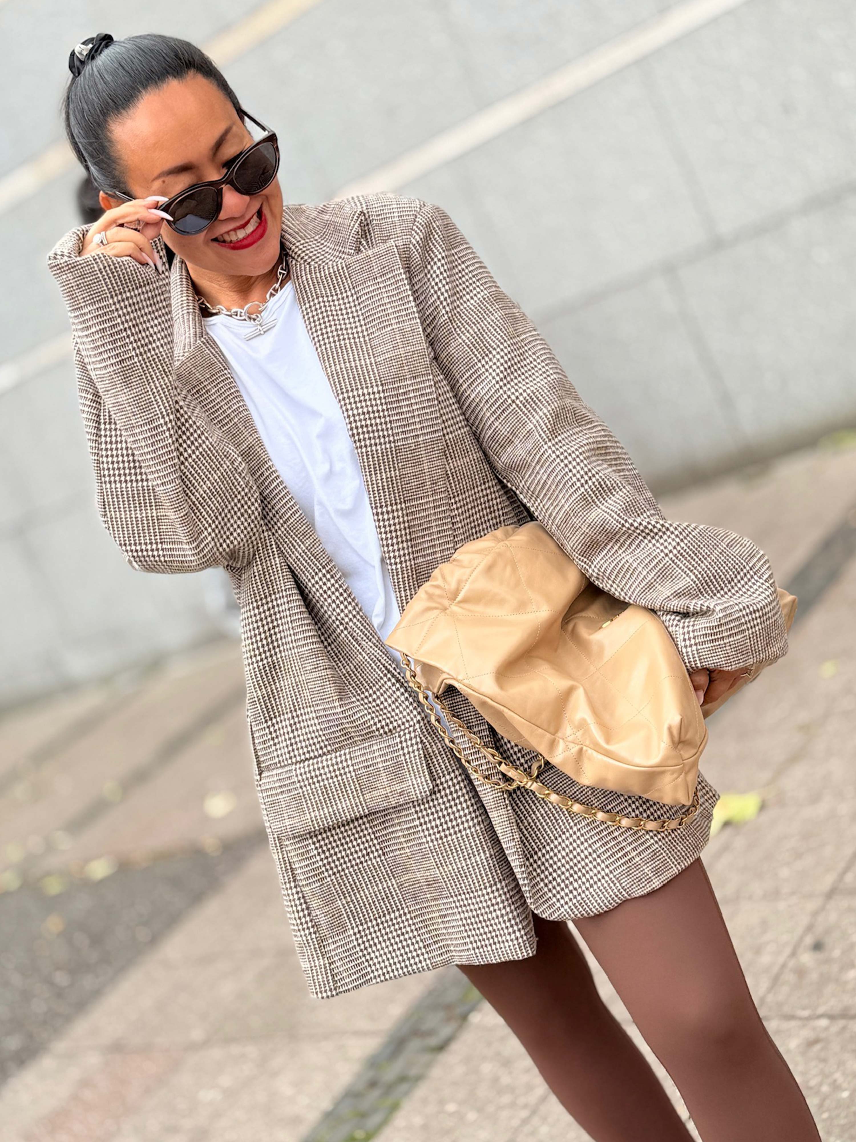 Oversize Blazer Jacke - KARO - Schoko