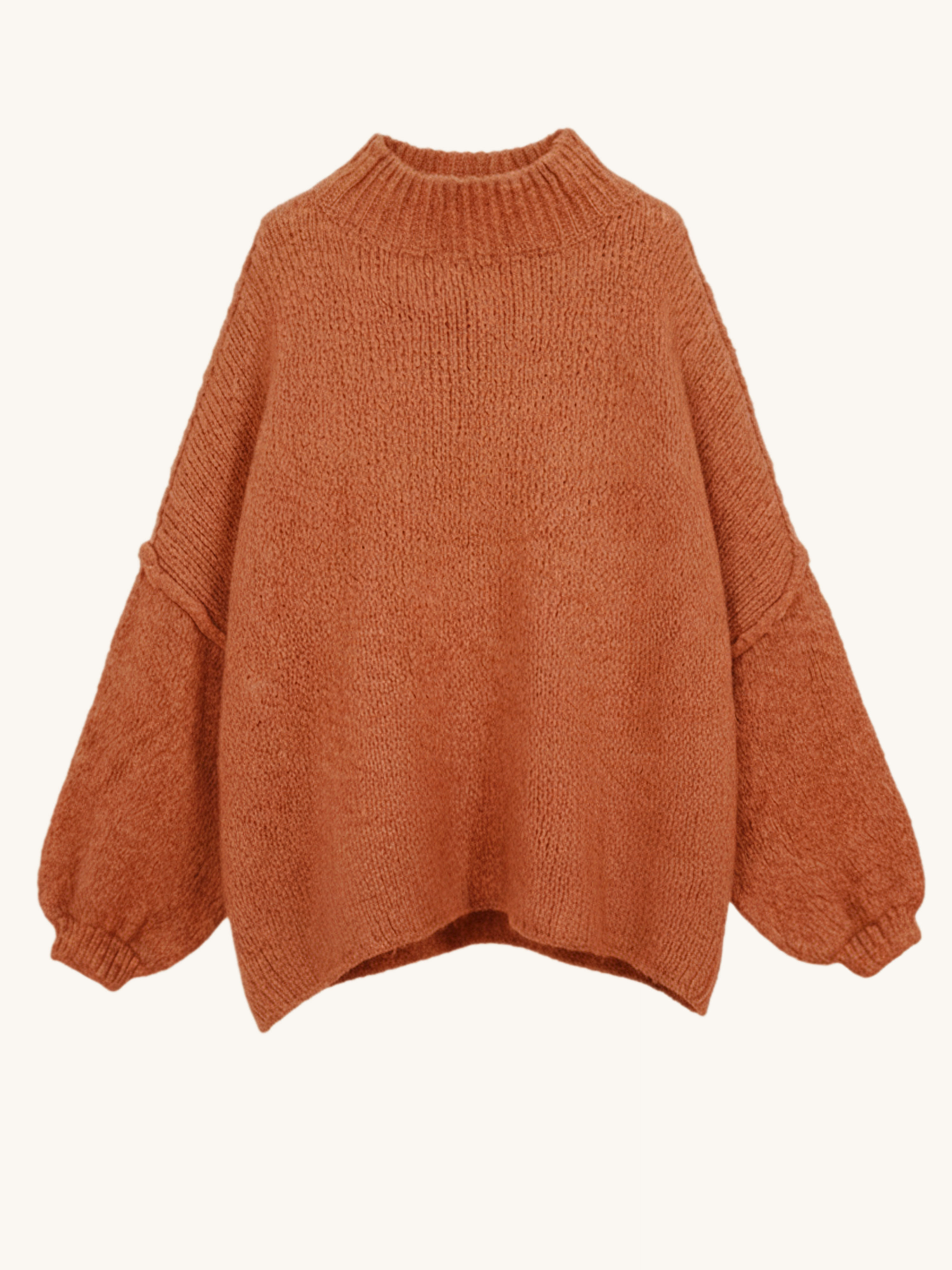 Oversize Strickpullover mit Stehkragen FLAUSCHI - REGULAR - Rost