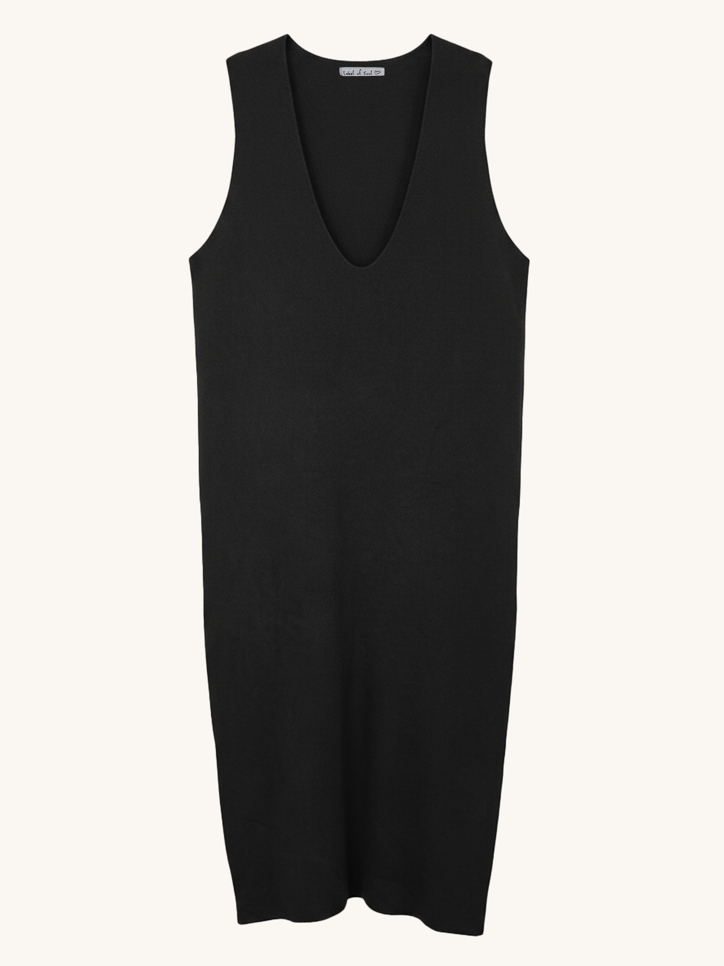 Ärmelloses Viskose Kleid mit V-Ausschnitt - Schwarz Ärmelloses Viskose Kleid mit V-Ausschnitt - Schwarz