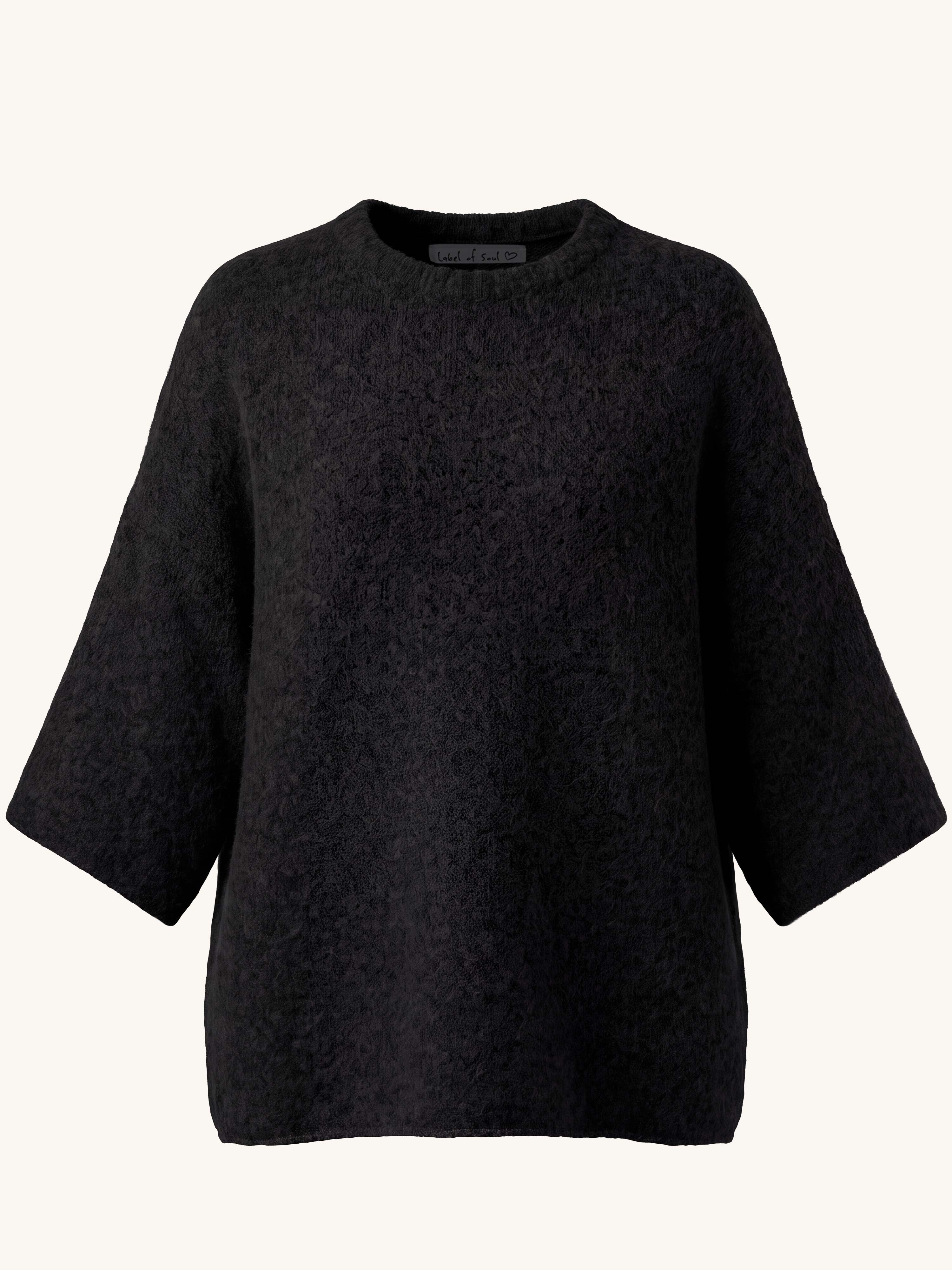 Soft Alpaka Kurzarm Shirt - Schwarz