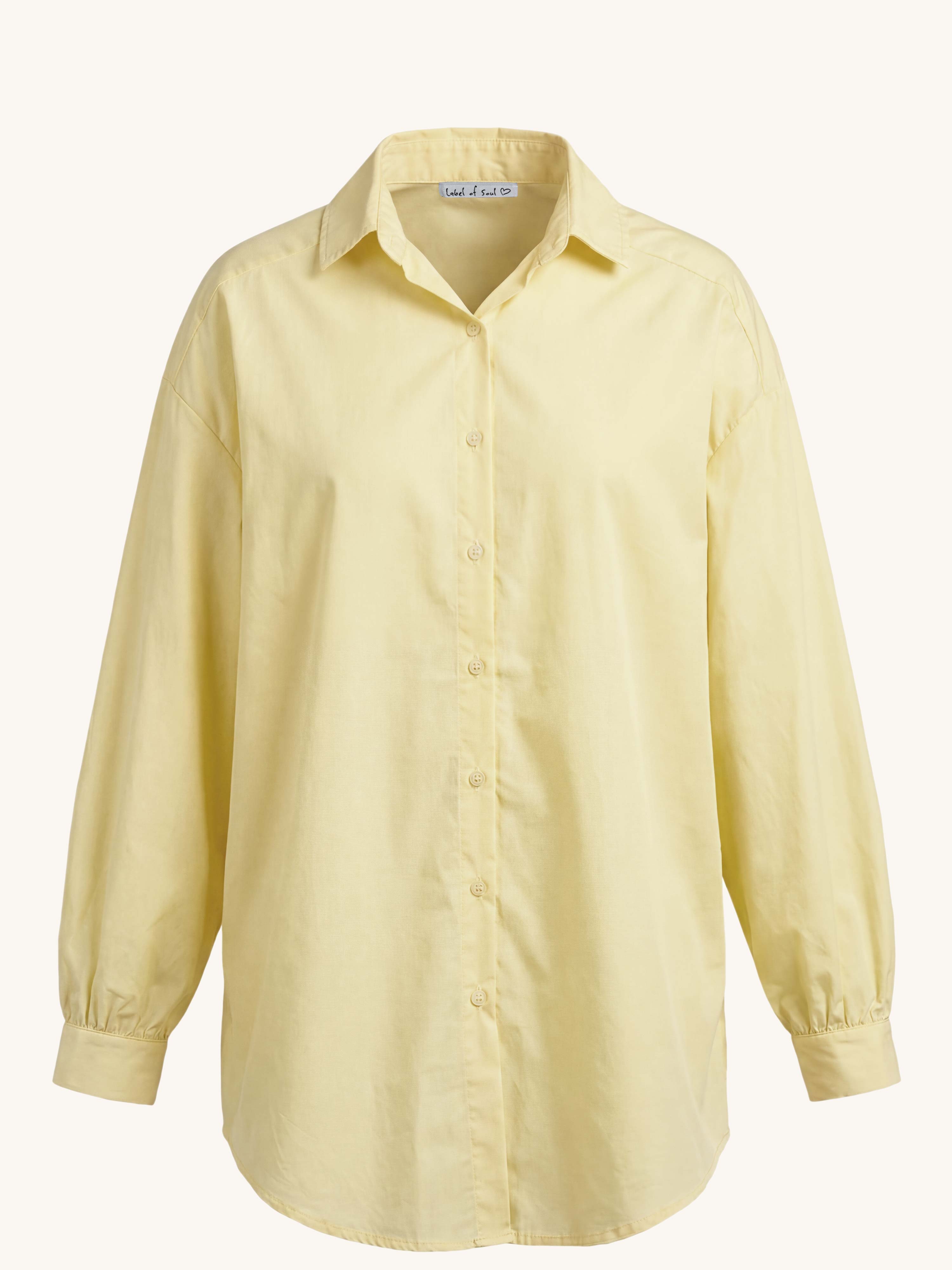 Cotton Long Oversize Hemdbluse - Butter Yellow
