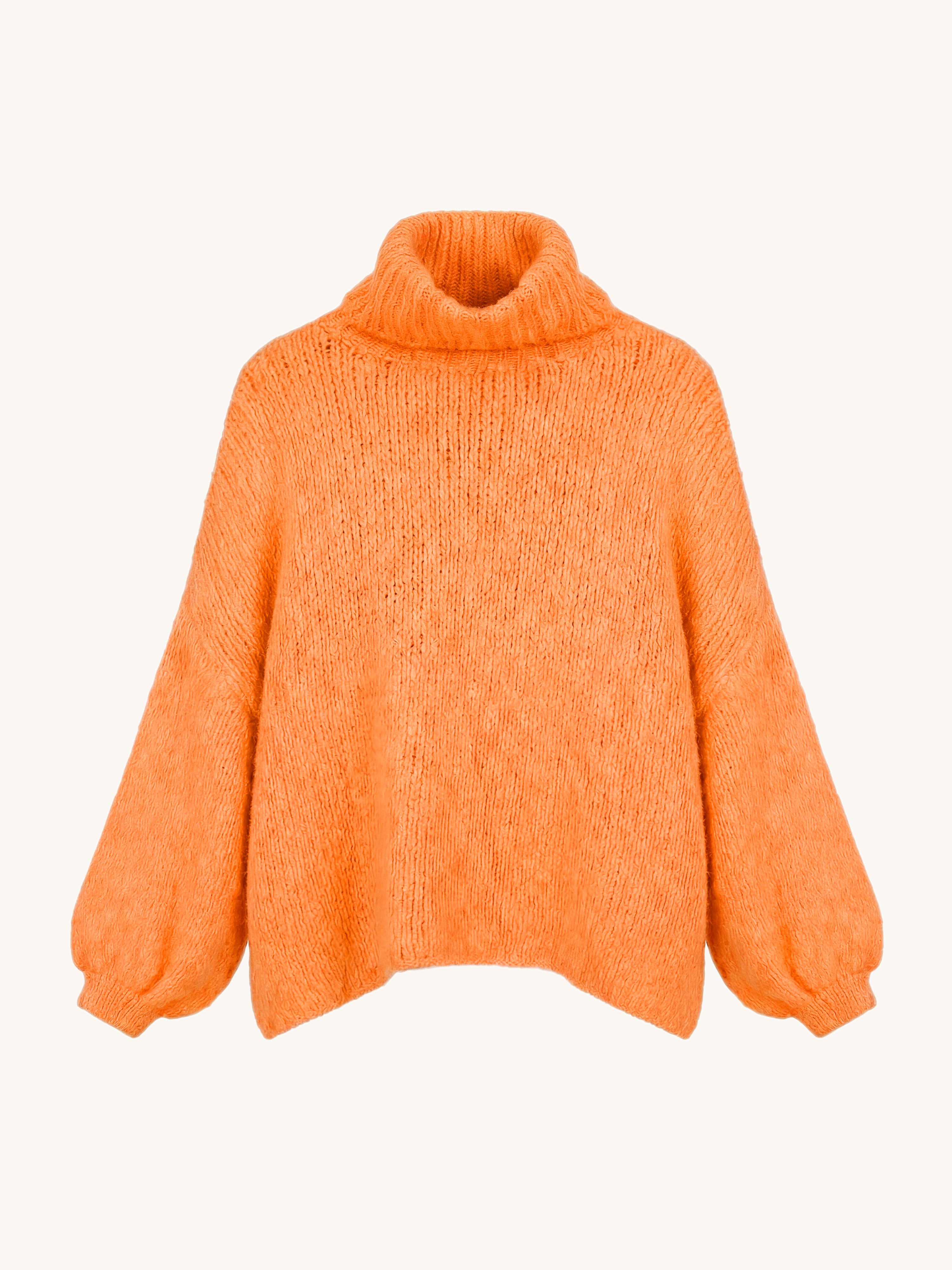 Oversize Pullover mit Rollkragen - FLAUSCHI - Neon Orange
