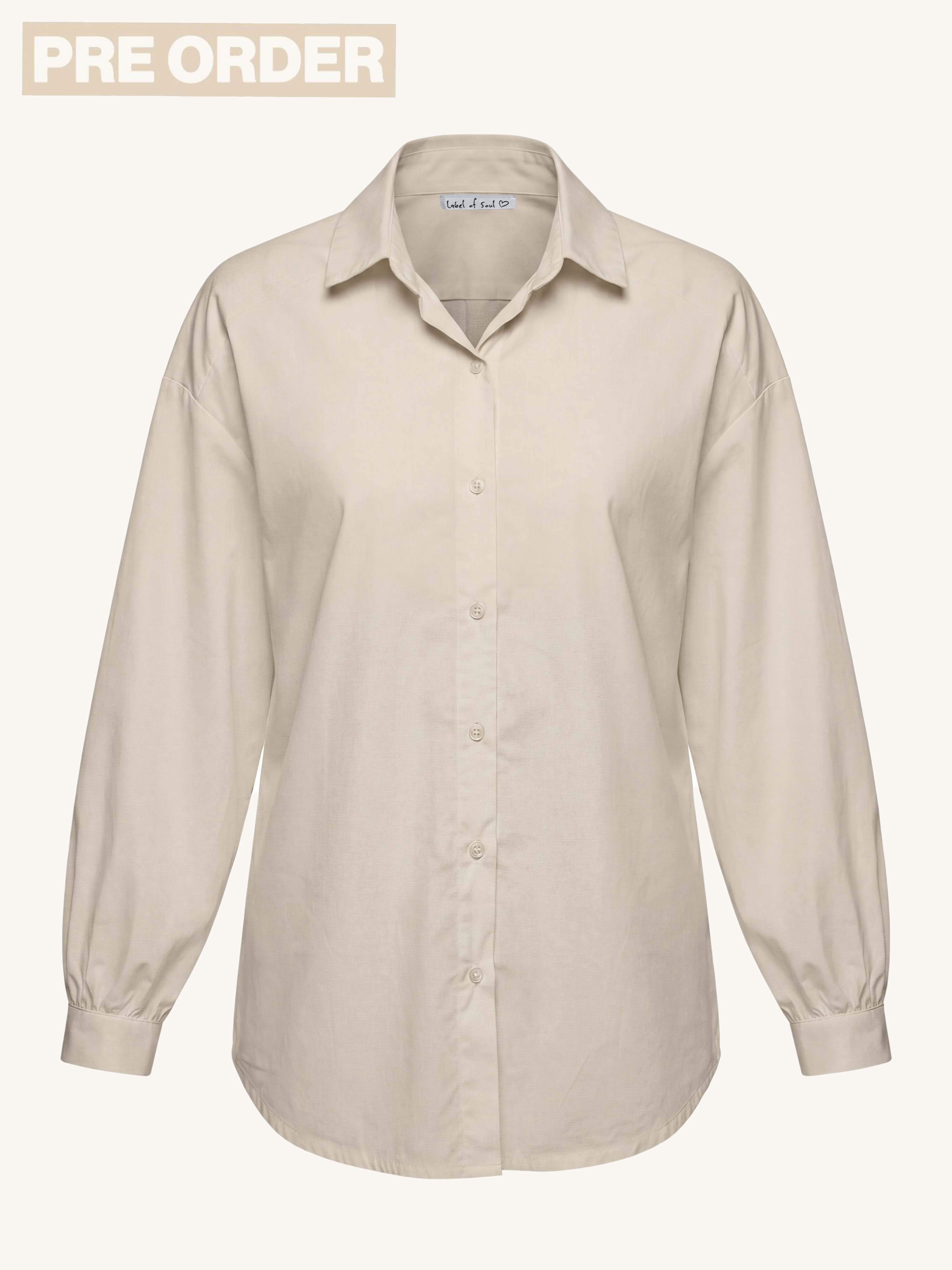 PRE-ORDER: Cotton Oversize Hemdbluse - Beige