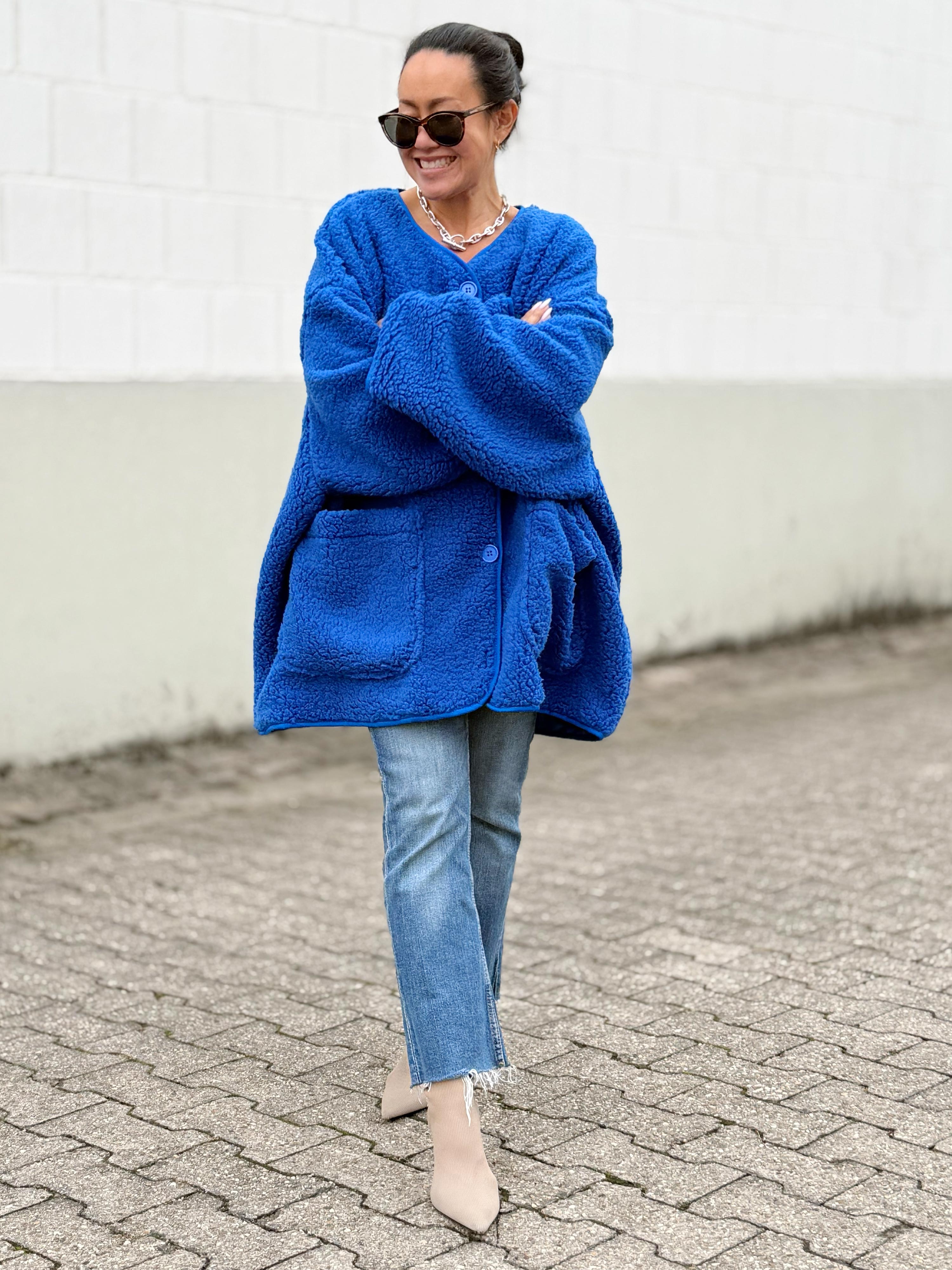 Teddylook Oversize Jacke - ICON - Royalblau