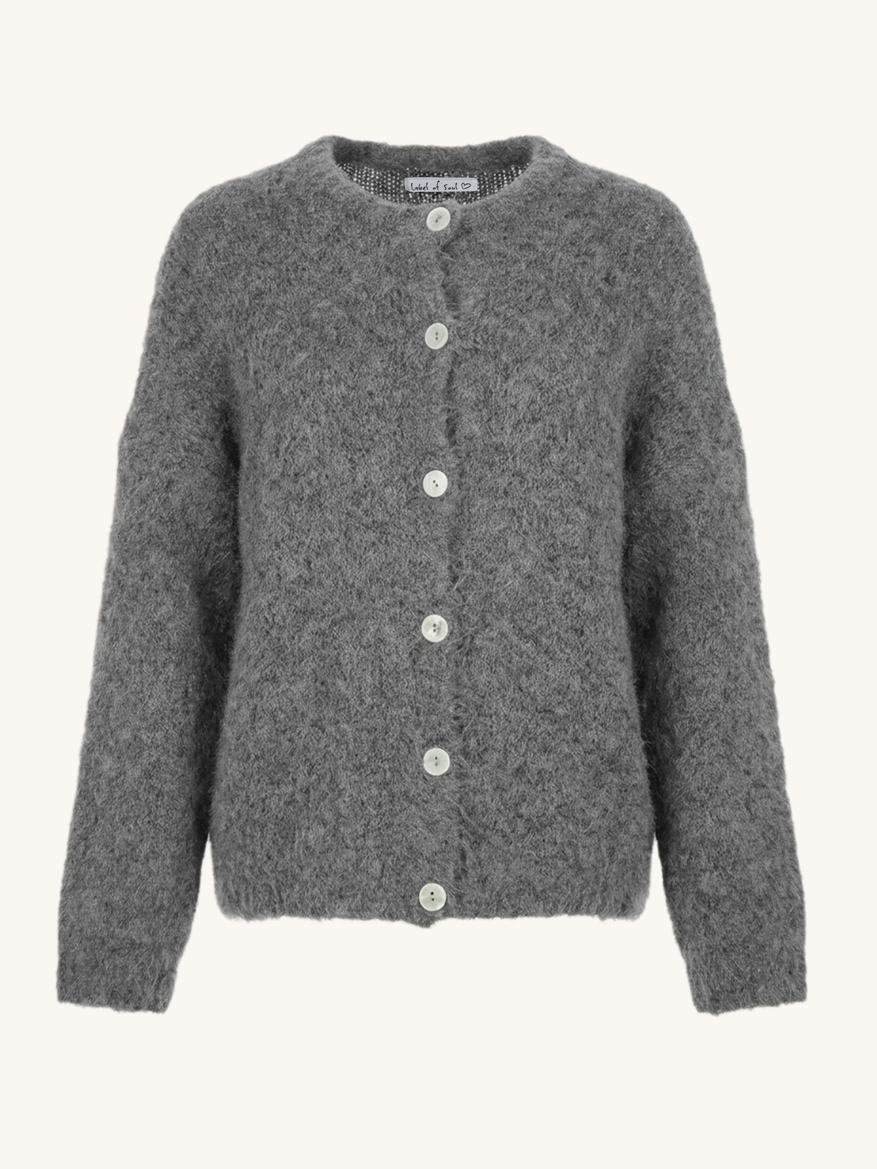 Oversize Strickjacke mit Alpakawollanteil - Grau