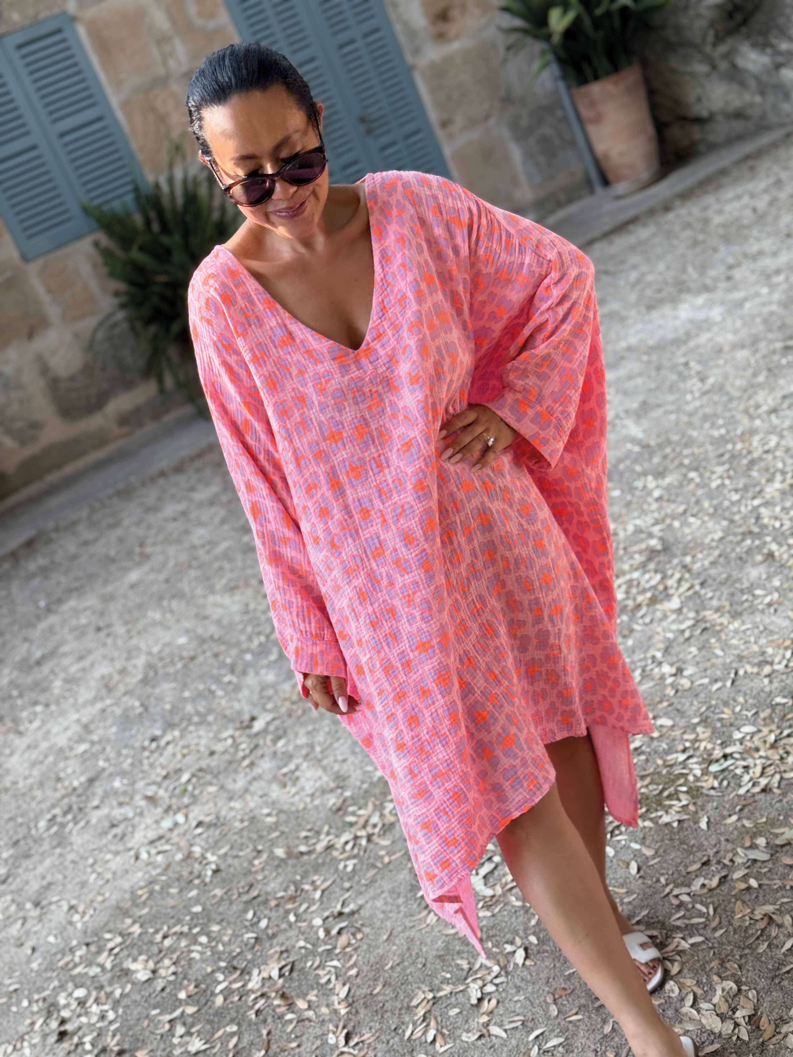 Oversize Musselin Blusen Poncho - Leo Candy Oversize Musselin Blusen Poncho - Leo Candy