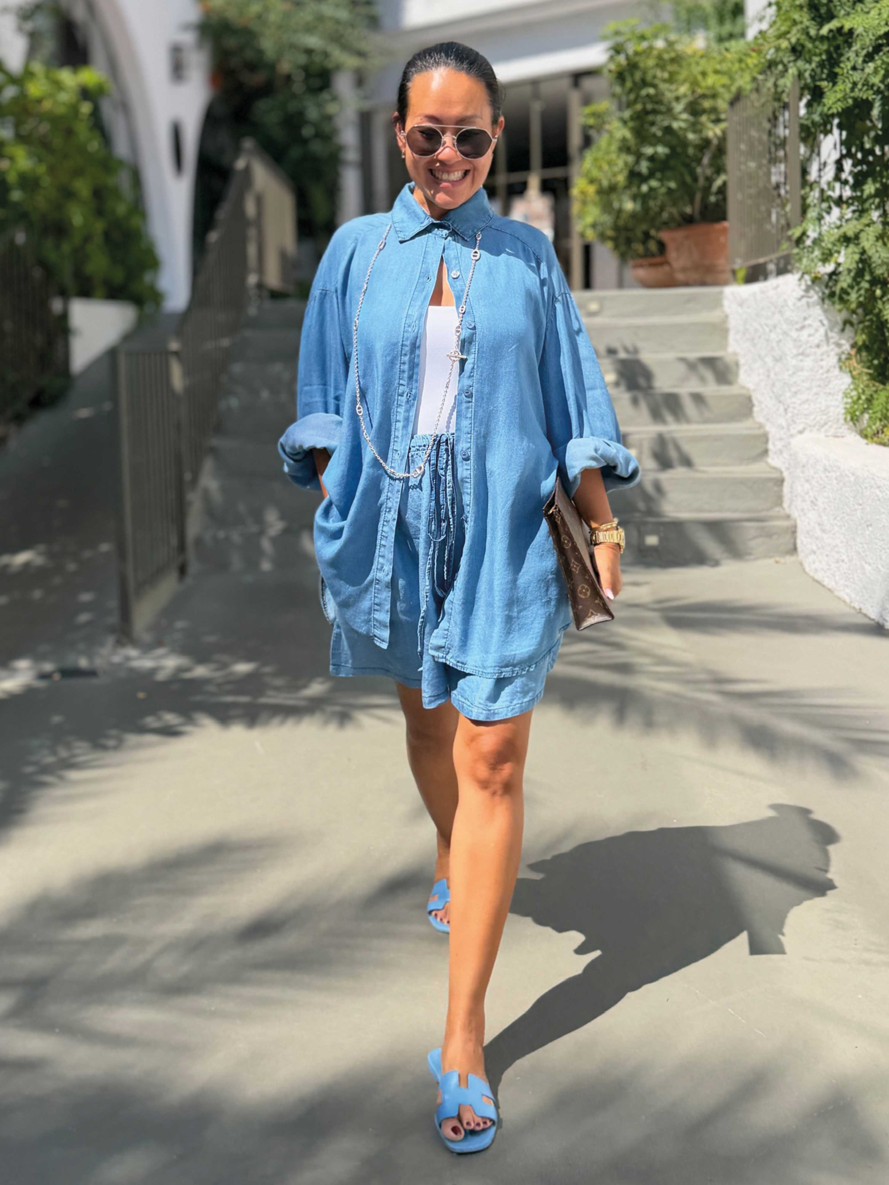 Leichte Lyocell Long Oversize Bluse - Must Have - Blue