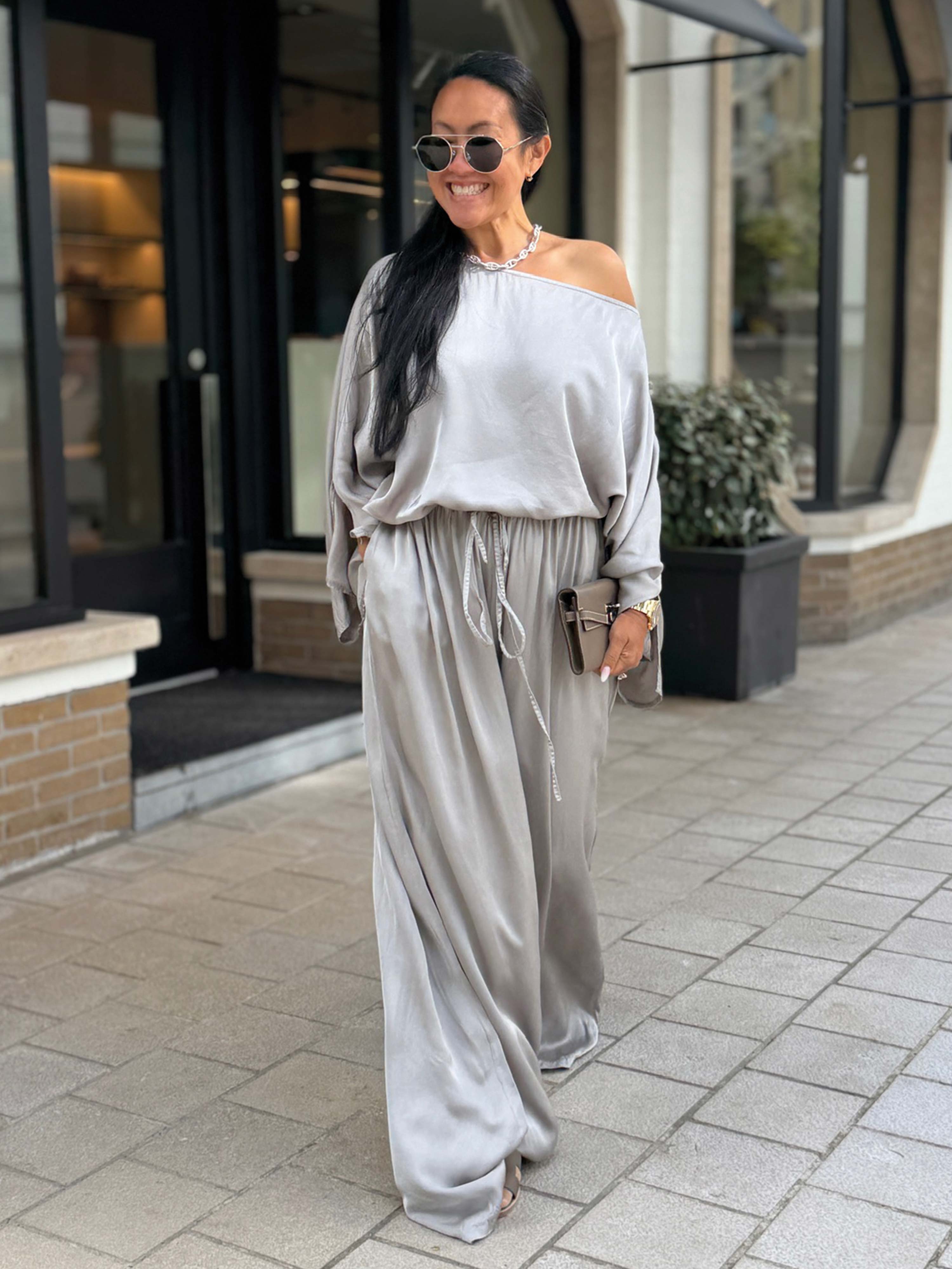 Oversize Viskose Poncho - ELEGANCE - Taupe