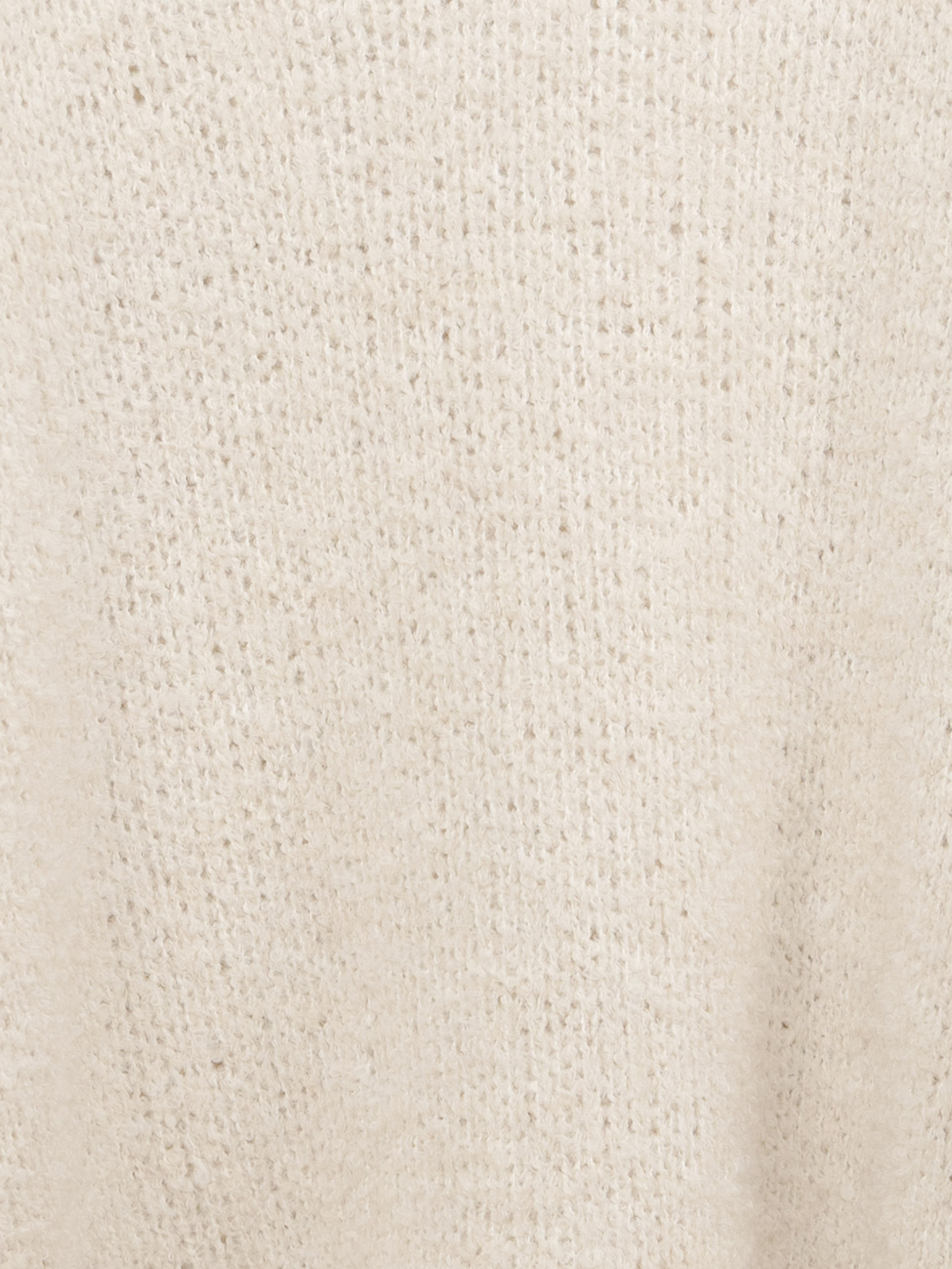 Oversize Bouclé Strickpullover mit Rundhalsausschnitt - Creme