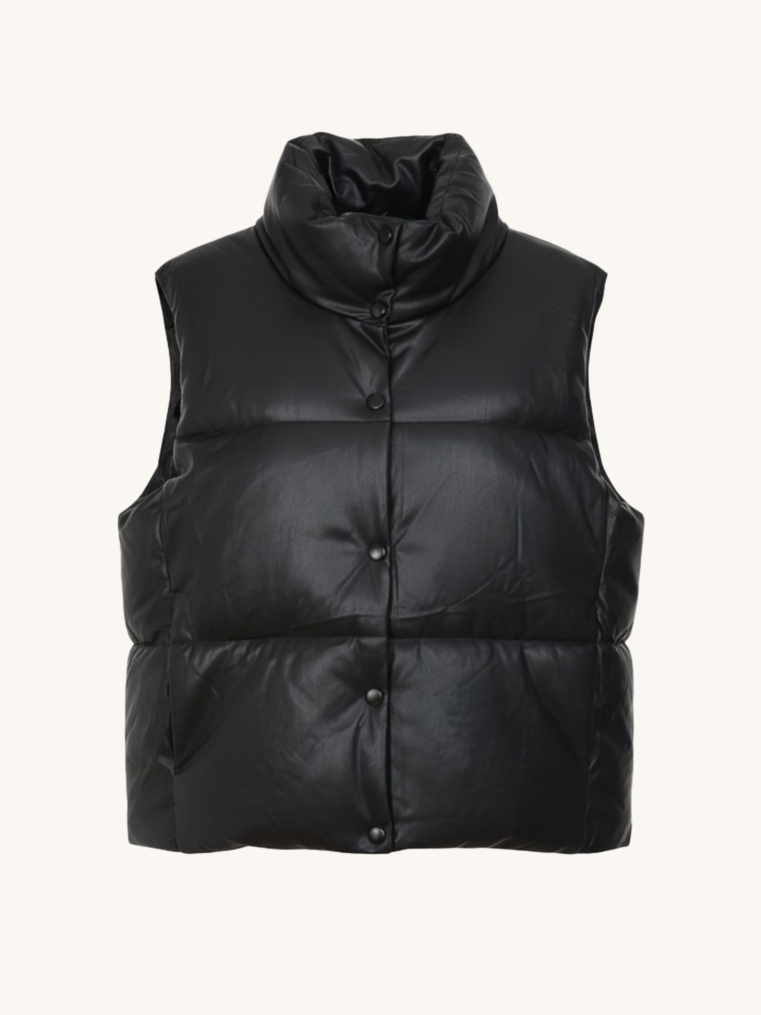 Steppweste in Lederoptik - Schwarz Steppweste in Lederoptik - Schwarz