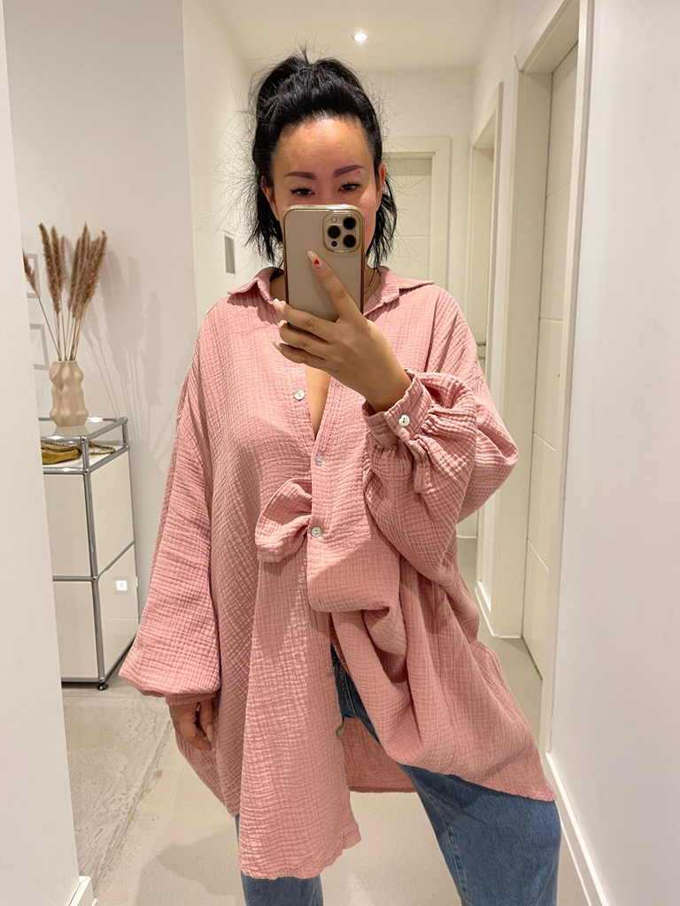 Musselin Long Oversize Bluse -  Must Have - Blush