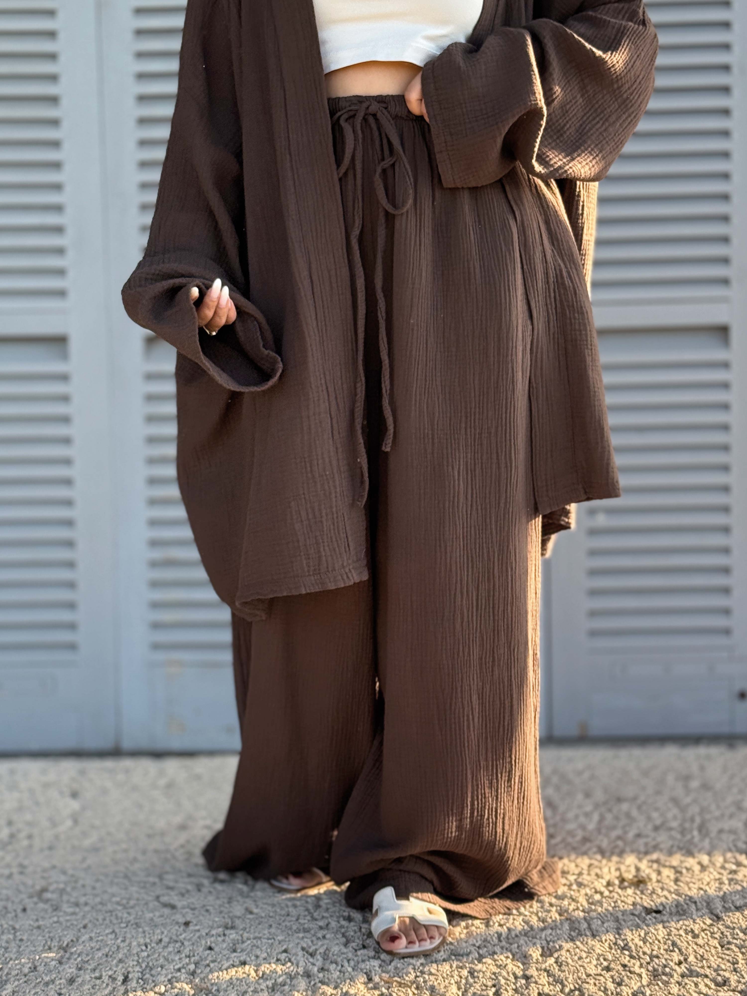 Musselin Palazzo Oversize Hose - NAMASTE - Schoko