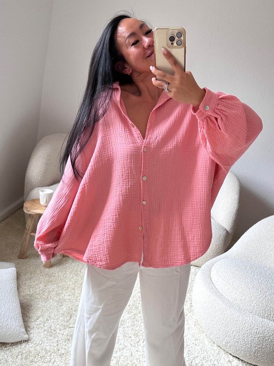 Sommer-Zweiteiler Damen: Leichtes Musselin-Set Aus Baumwollmix Für Lounge & Urlaub - Oversize Bluse & Shorts In S-XXL